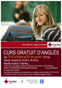 Cartell del curs d'Anglés per a aturats a Benissa